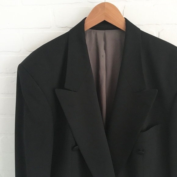 Hugo Boss x Cerruti 1881 Men’s Blazer Tuxedo Double breast Wool Black 50R - Picture 4 of 13